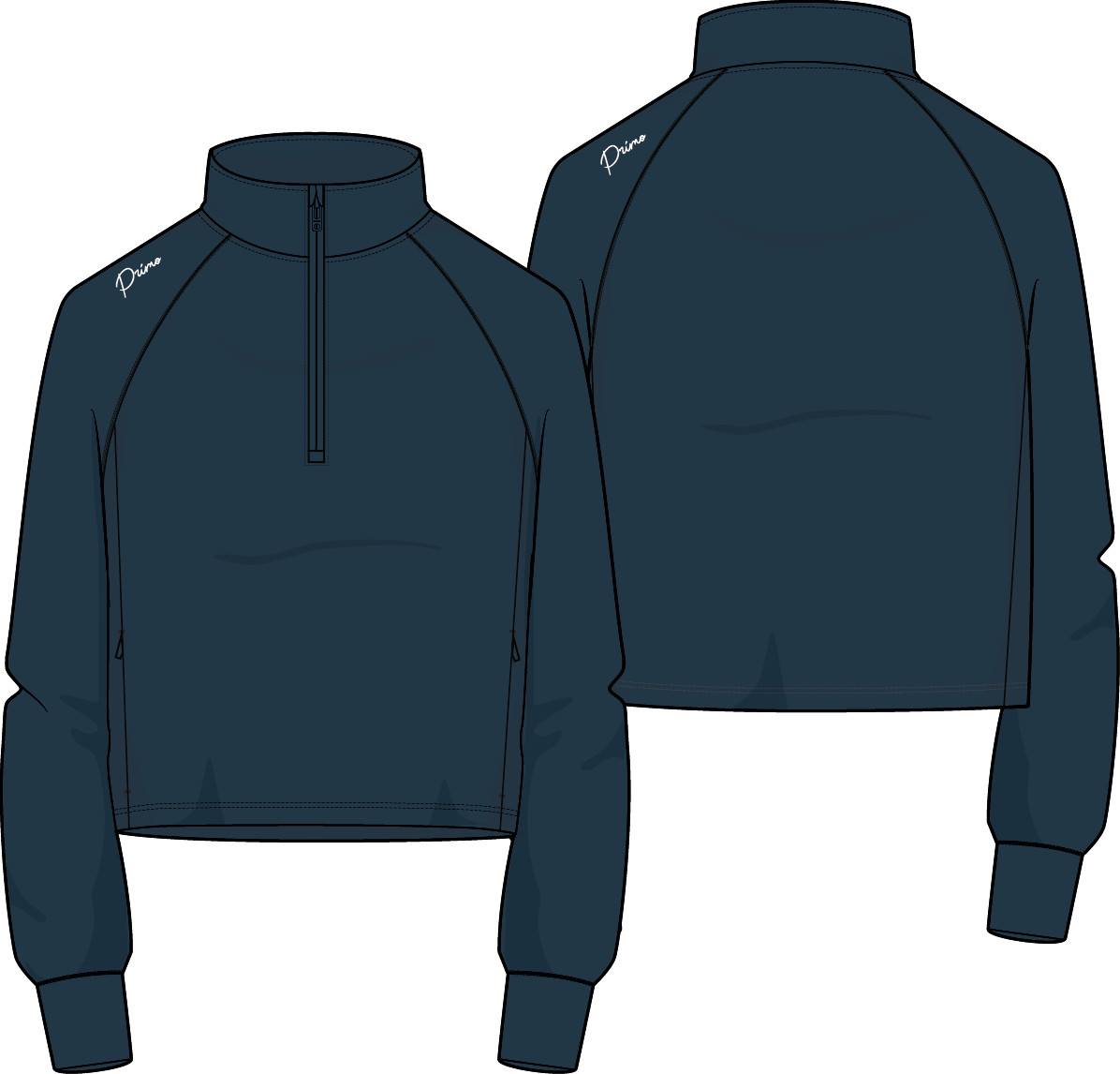 Women's Crop Quarterzip (Navy Cursive)